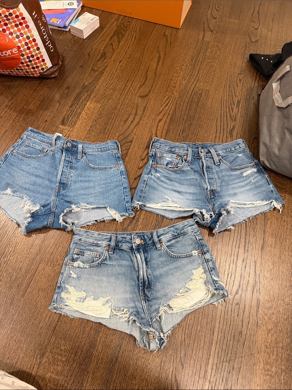 Bundle of 3 Denim Distressed High-Rise Women’s Shorts - Levi’s and Zara